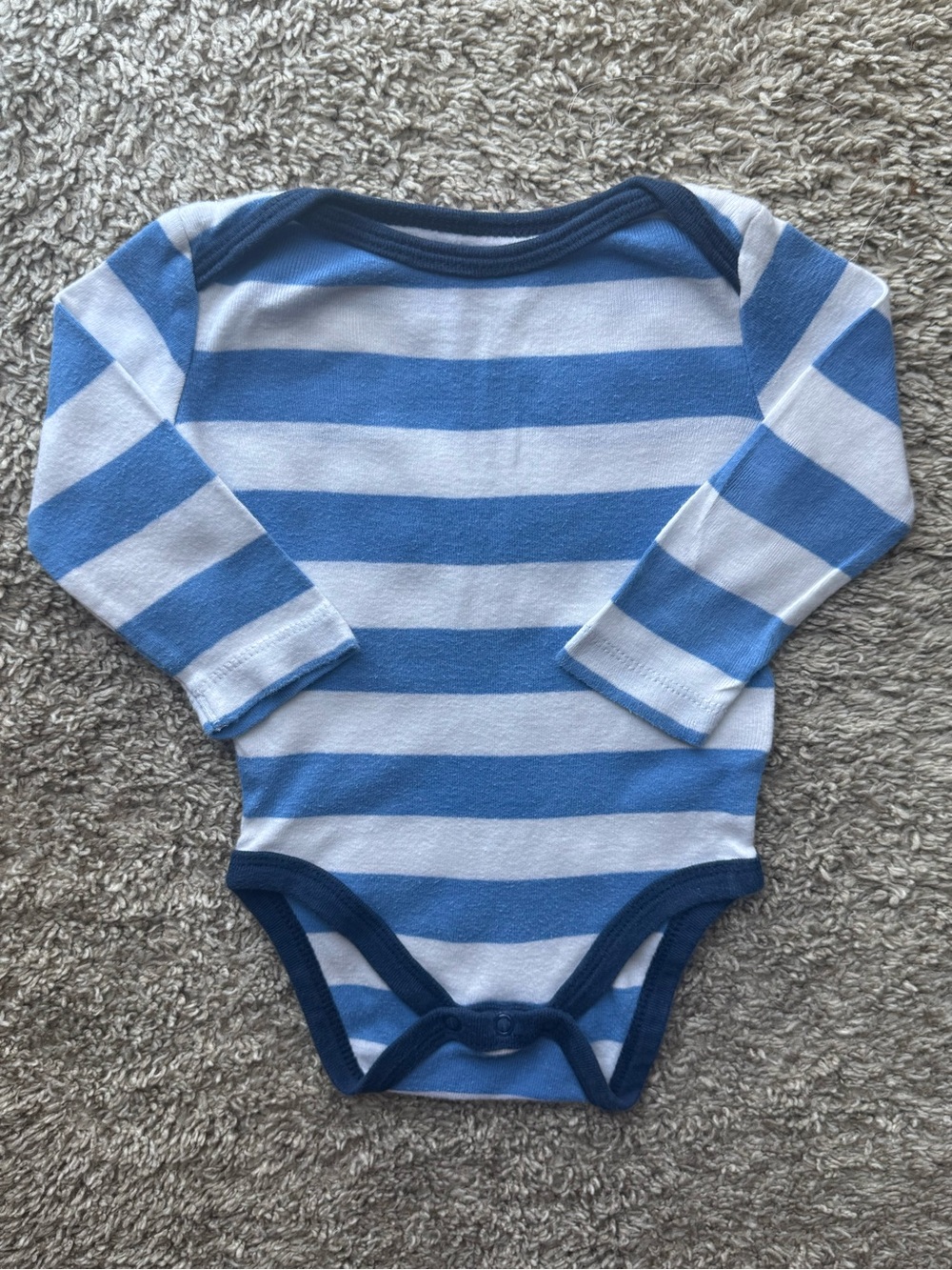 Circo Blue White Striped Long Sleeve Bodysuit 3-6 Months 100% Cotton